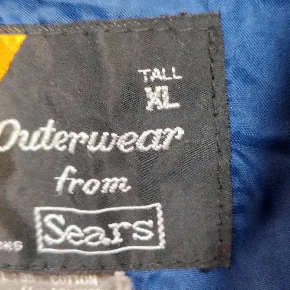 Vintage Sears Outerwear Navy Blue Bomber Jacket‎ Windbreaker Mens XL Tall Zip Up